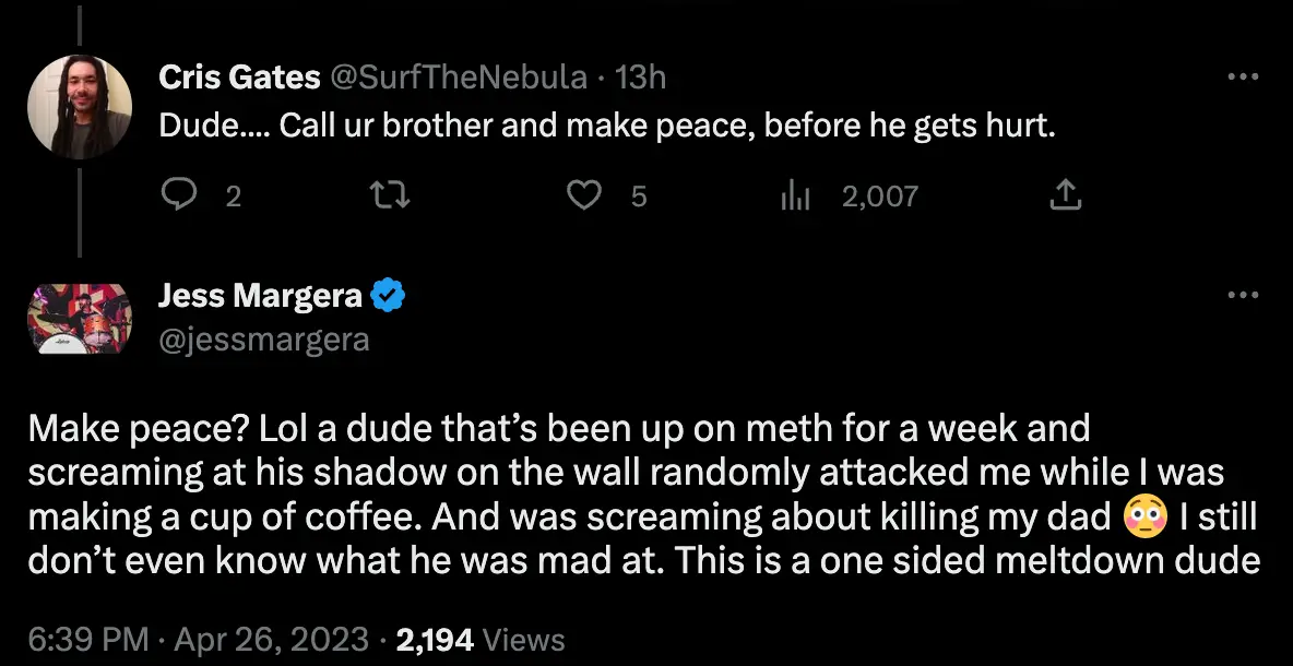 Jess claimed Bam was on 'meth for a week'.