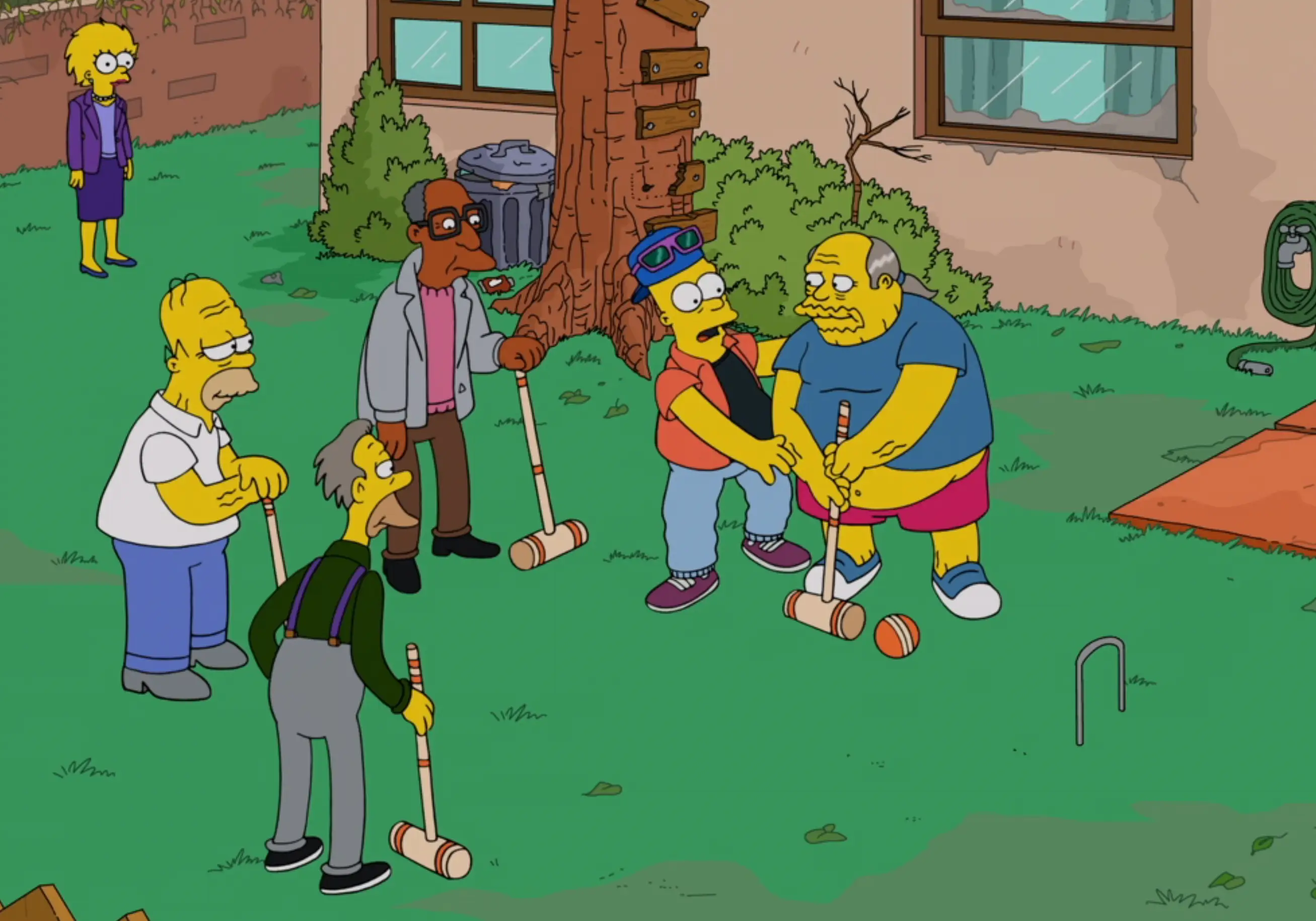 Despite their love of Moe's tavern, Homer and all his friends seemingly outlive Marge (The Simpsons/Disney Plus)