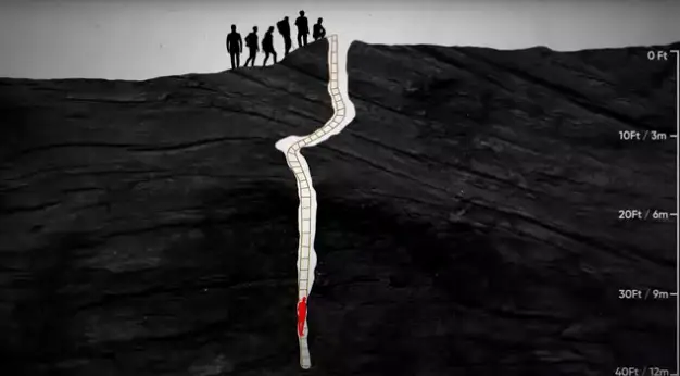 A recreation of the passageway Moss became stuck in (YouTube/@submerged-yt)