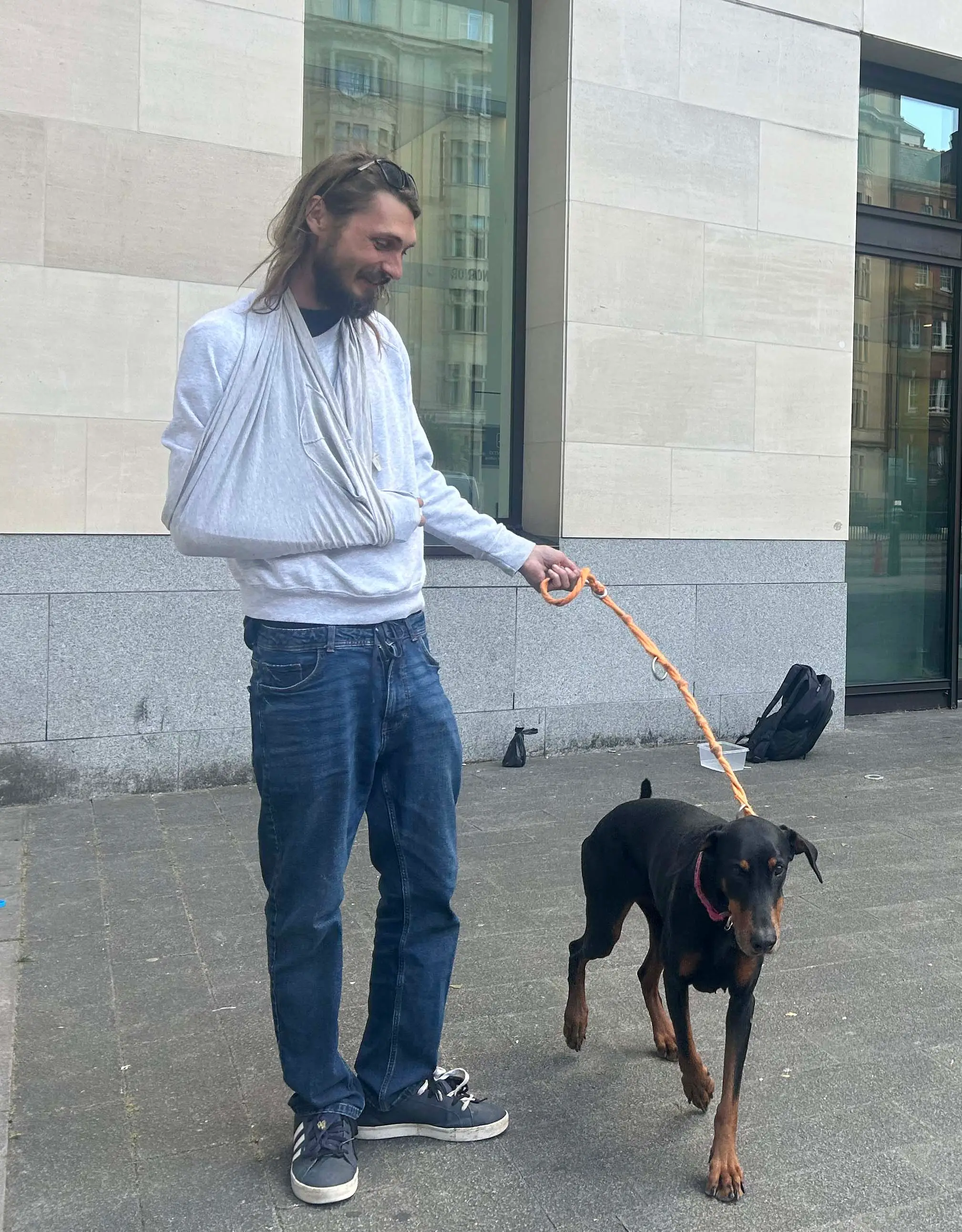 Jenkinson, 39, wasn't allowed to enter the court on Thursday as he had his dog with him (Tom Jeffreys/PA Wire)