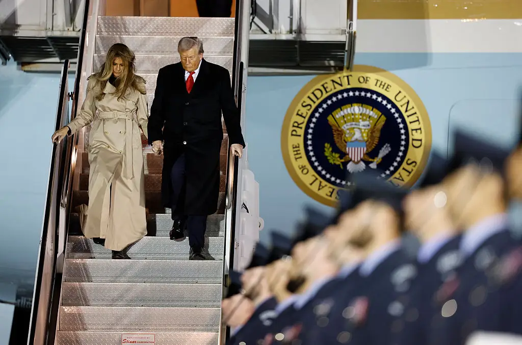 Melania and Donald Trump landed in the UK ahead of meeting with King Charles III and Keir Starmer (Anna Moneymaker/Getty Images)