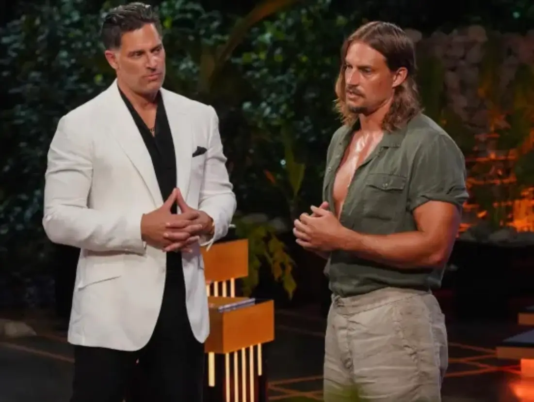 David Genat, pictured with host Joe Manganiello, won a whopping $5.8million (Peacock)