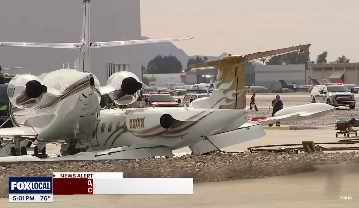 The jet collided with a parked plane (FOX 10 Phoenix)