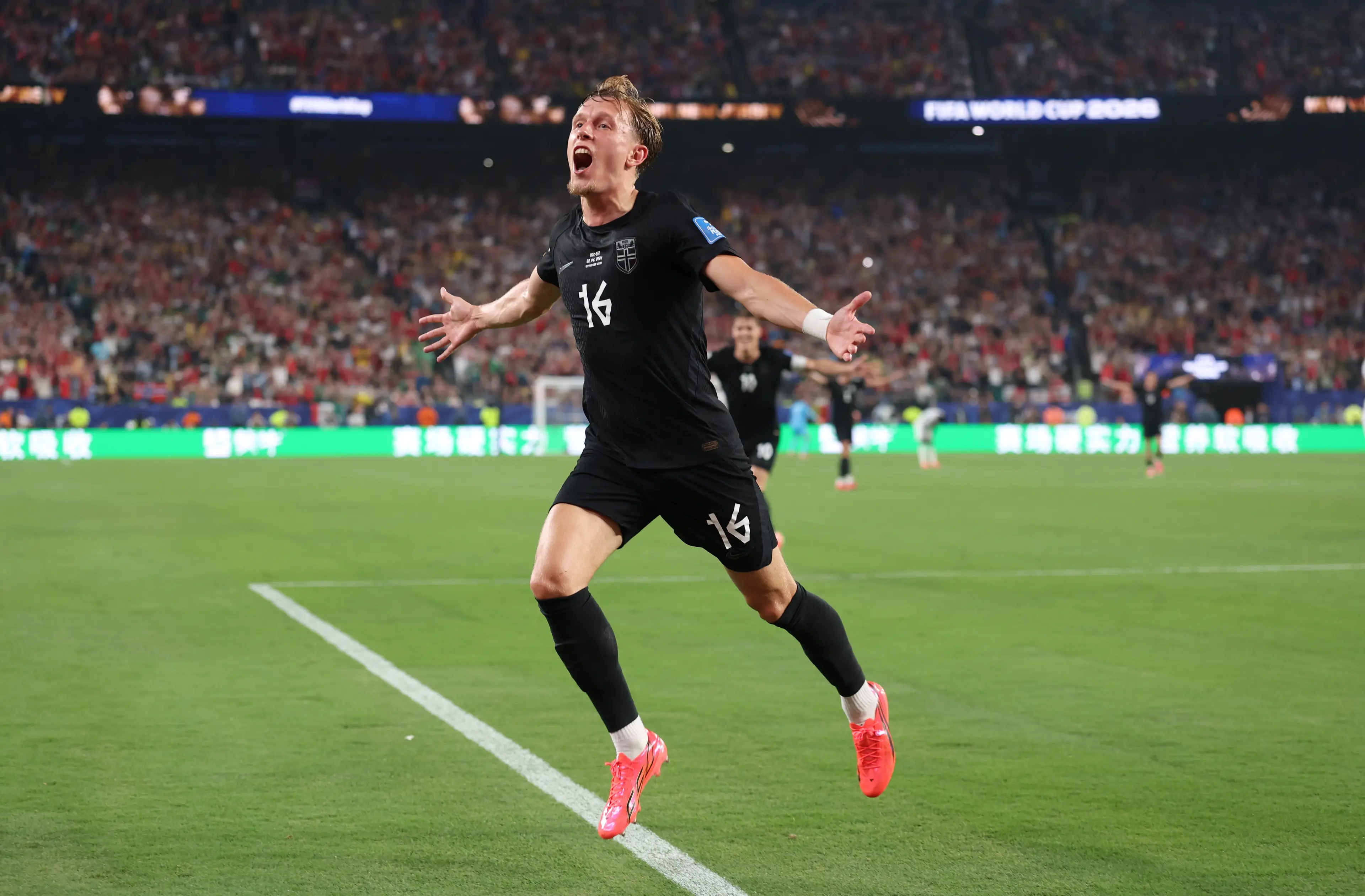 Solbakken said that Pedersen, seen celebrating his World Cup goal against Senegal, hasn't been 100% (Catherine Ivill - AMA/Getty Images)