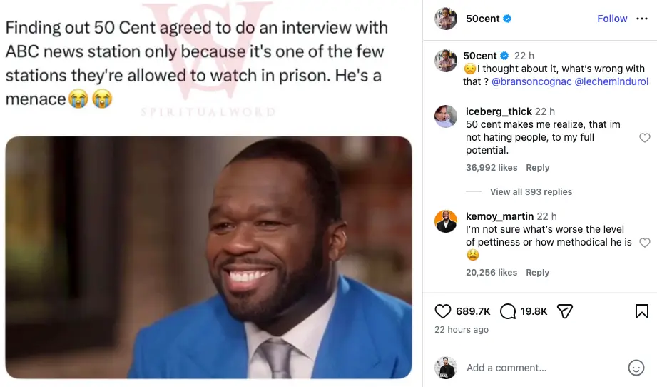 50 Cent responded to the claims on his Instagram (Netflix)