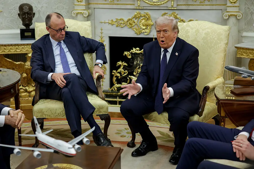 Trump told Chancellor Friedrich Merz that Spain has been 'terrible' (Samuel Corum/Sipa/Bloomberg via Getty Images)