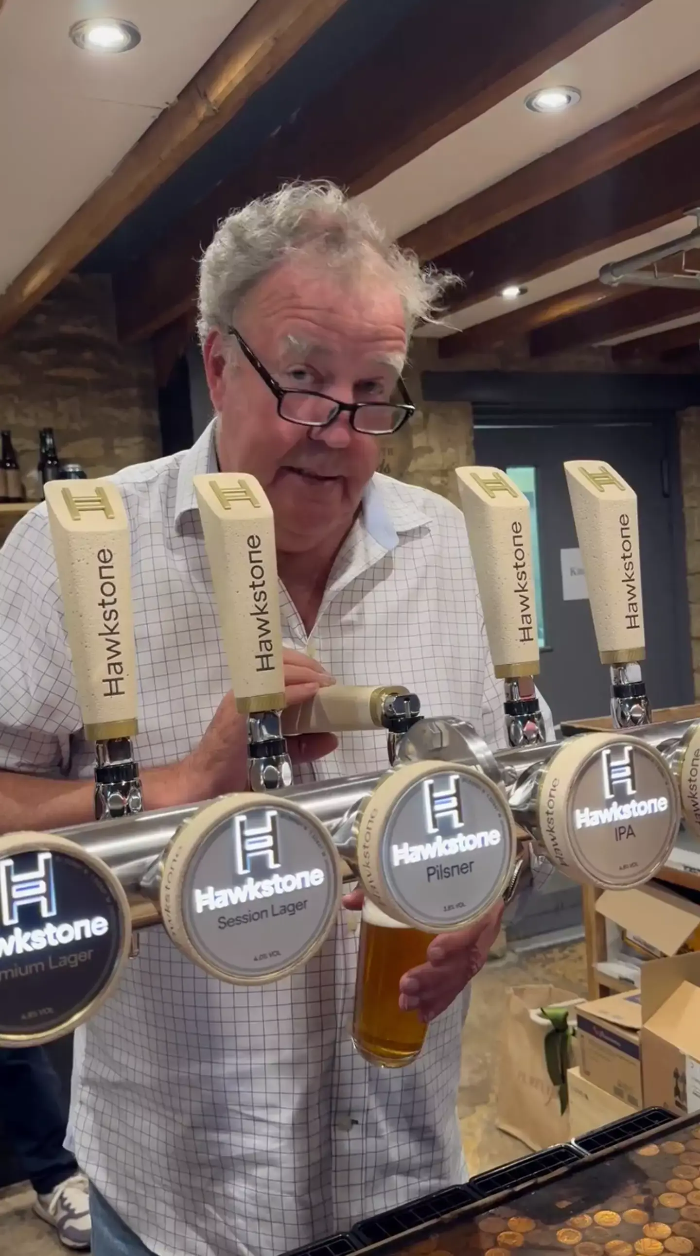 Jeremy Clarkson 'accidentally' opened the pub early. (Instagram/@Hawkstone)