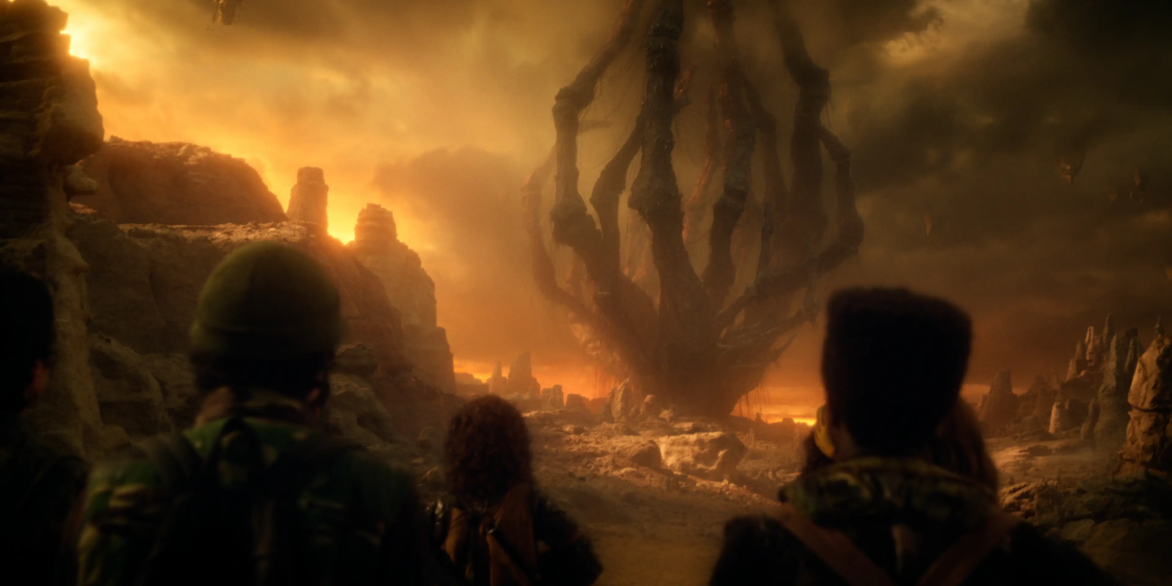 The party rocked up to the demogorgons' gaff in the finale - but none of them were there (Netflix)