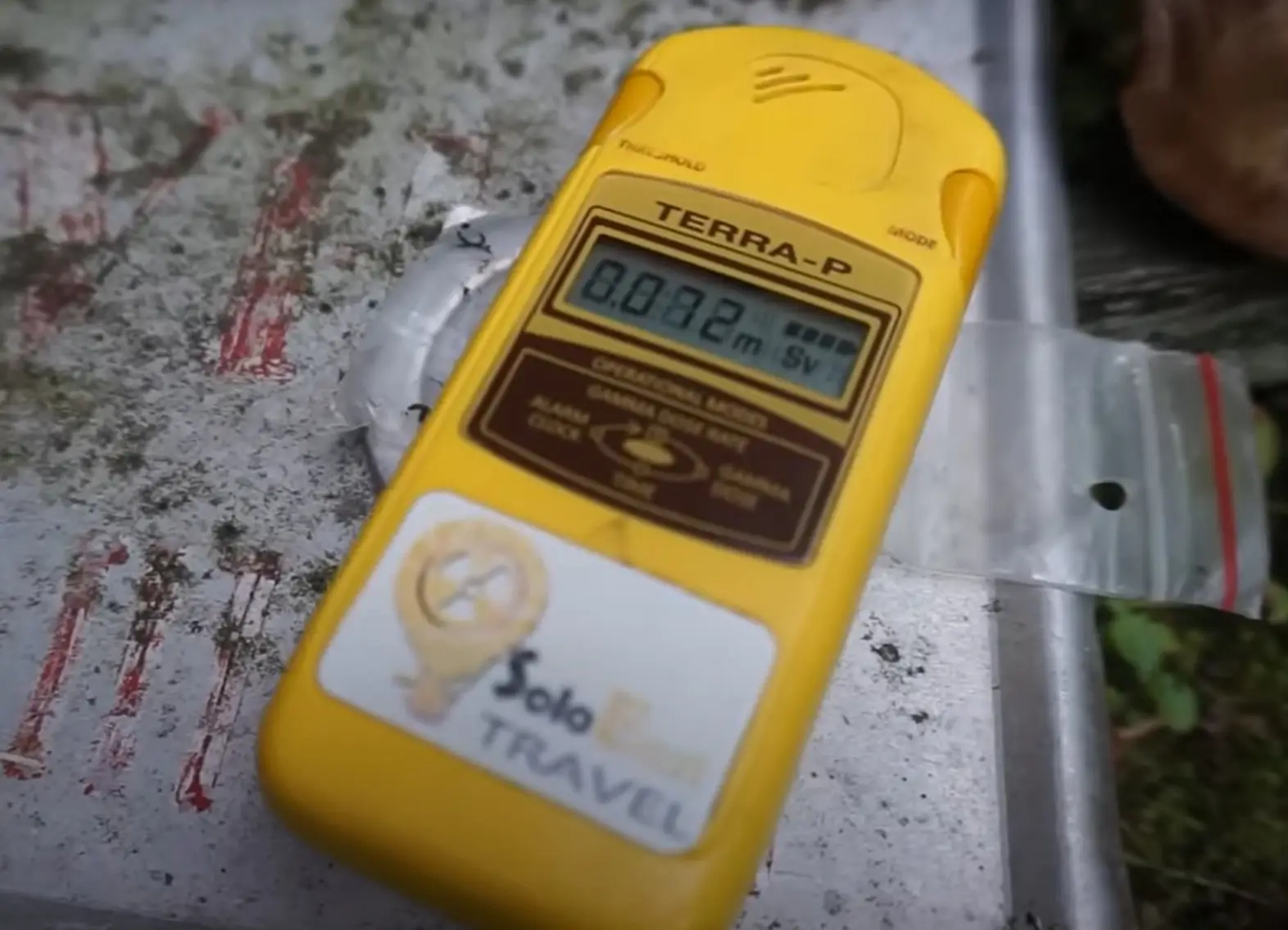 It was emitting a huge amount of radiation within seconds, but luckily it doesn't go through skin. (YouTube / Abandoned Explorer)