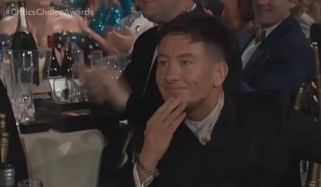 The camera panned to Keoghan during the joke.