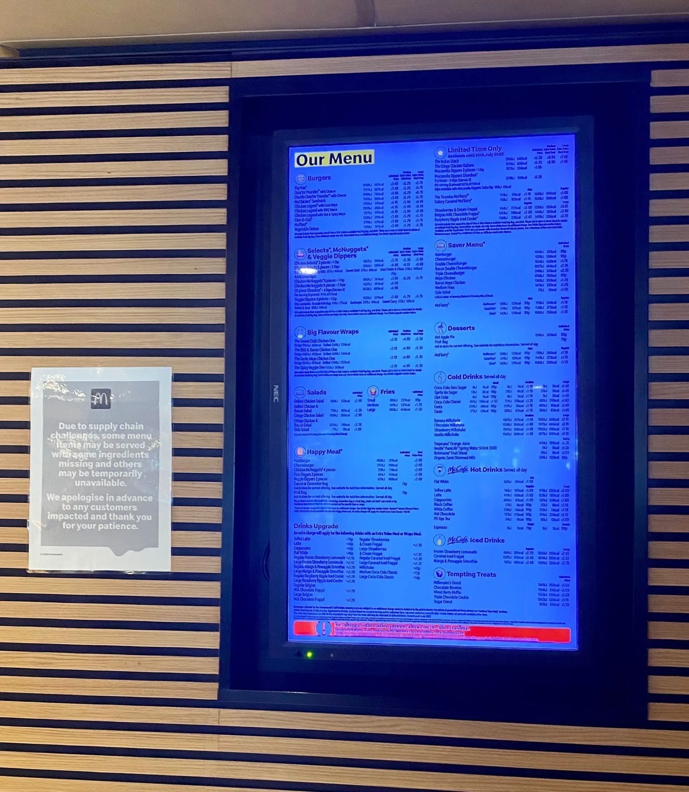 McDonald's has said it's expecting nationwide supply issues.