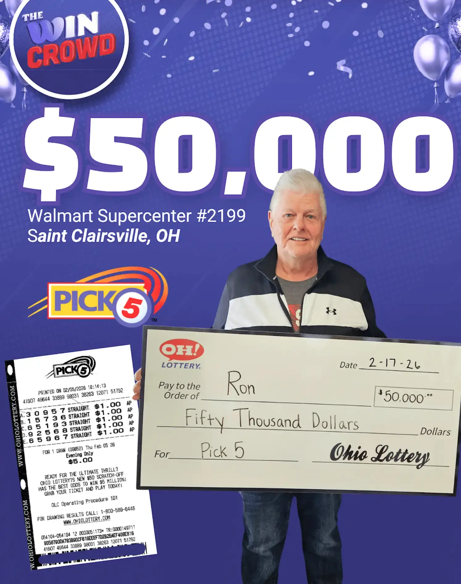 Ron bought the wrong ticket, but ended up winning the lottery (Ohio Lottery)