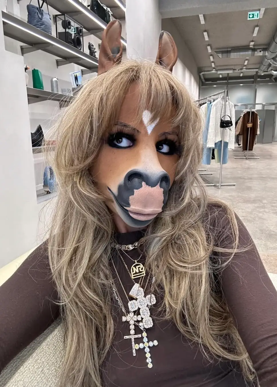 HorsegiirL never goes anywhere without her extremely convincing horse mask (Instagram/@horsegiirl420)