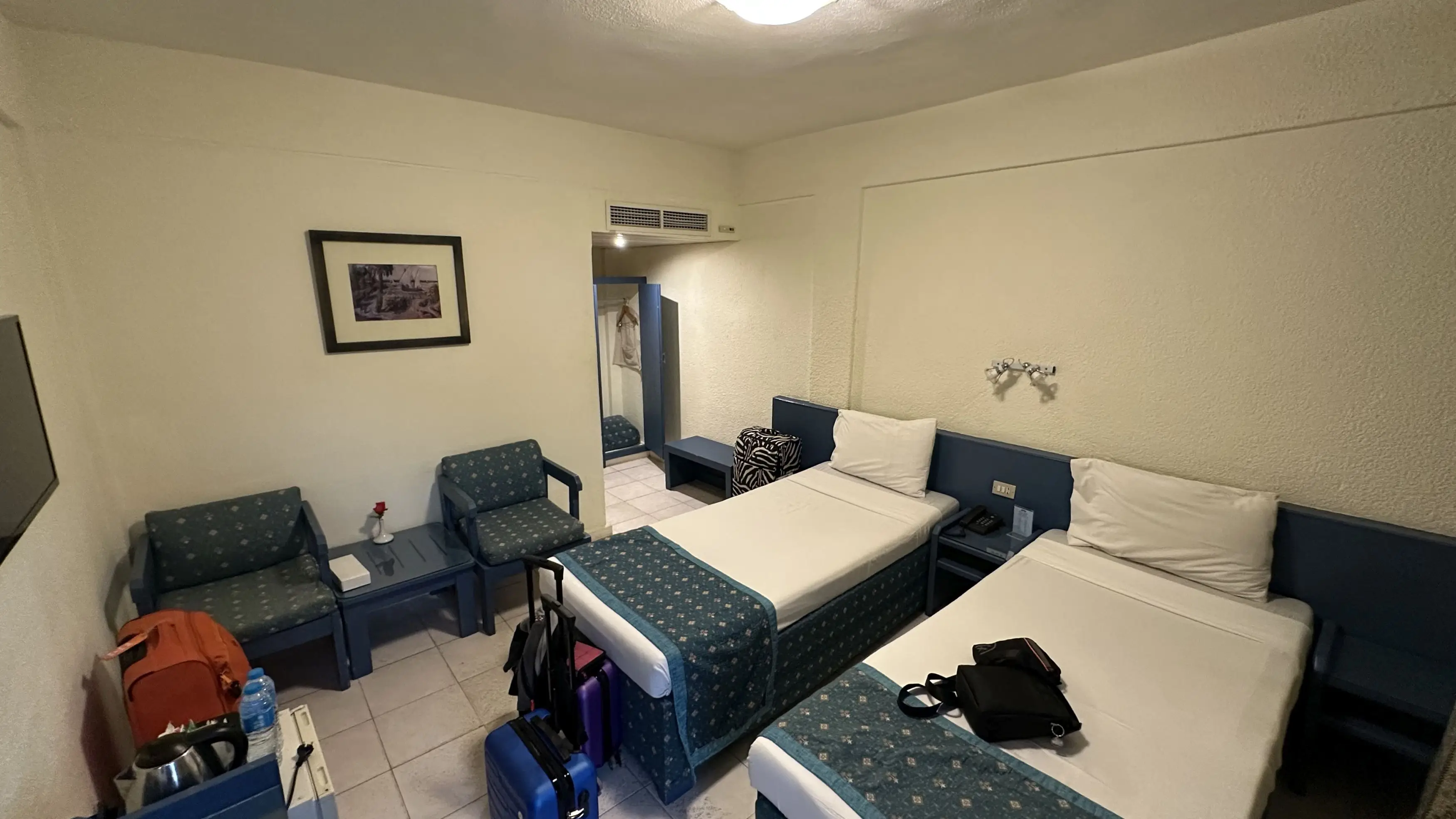 The couple noted that their 'shabby, 1980s-style' room was 'dirty' (Kennedy News and Media)