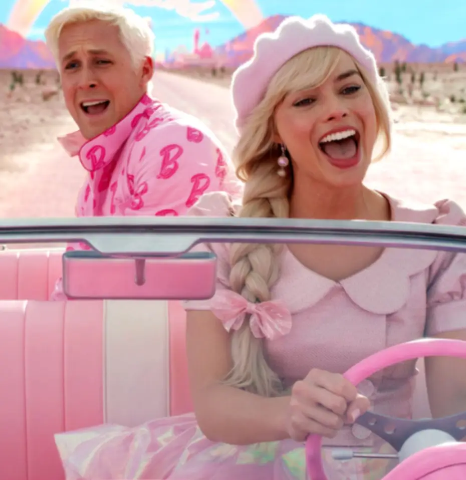 Margot Robbie and Ryan Gosling in Barbie.