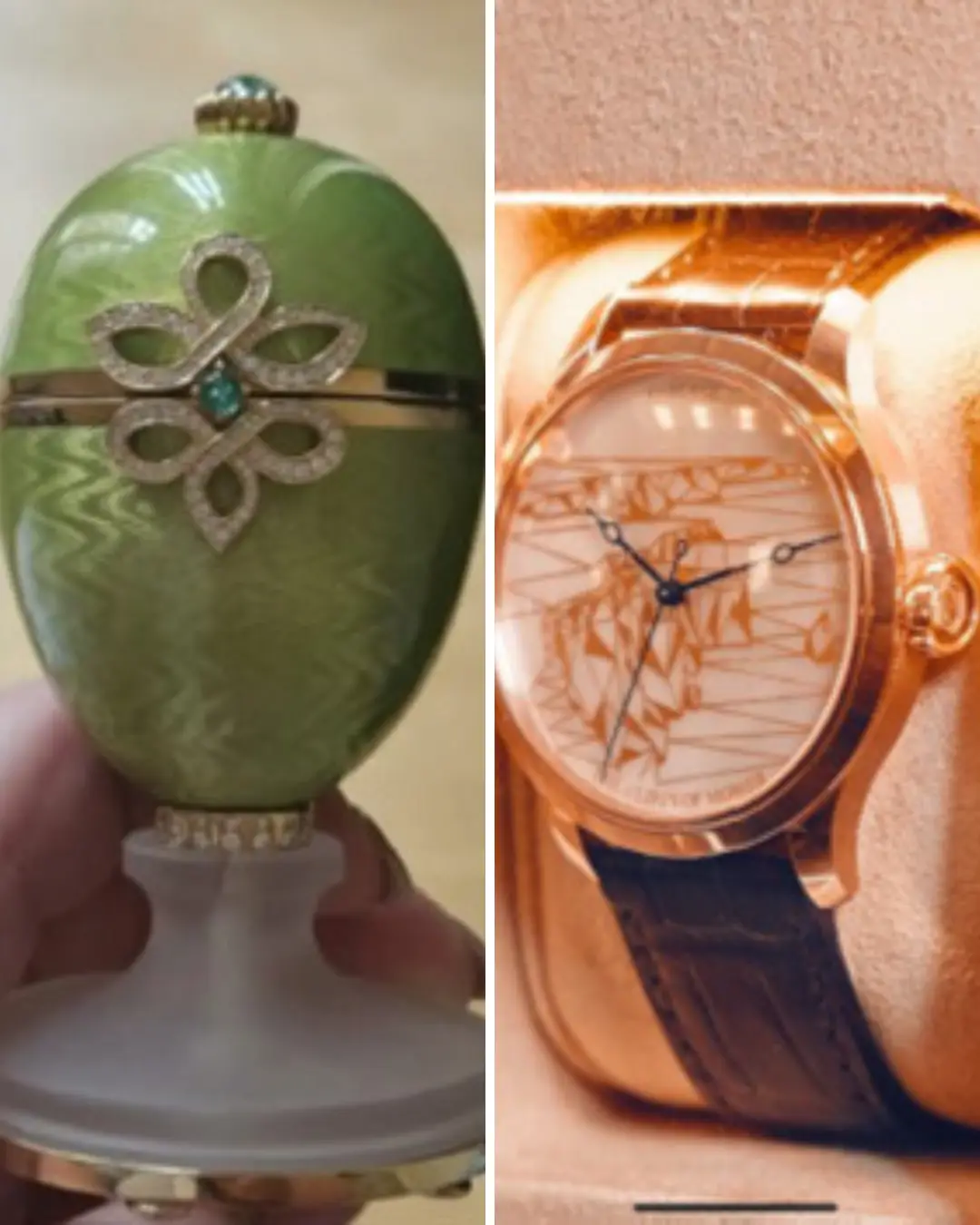 The egg and watch set, designed for Craft Irish Whiskey Company, are said to be worth £2.2 million (PA)