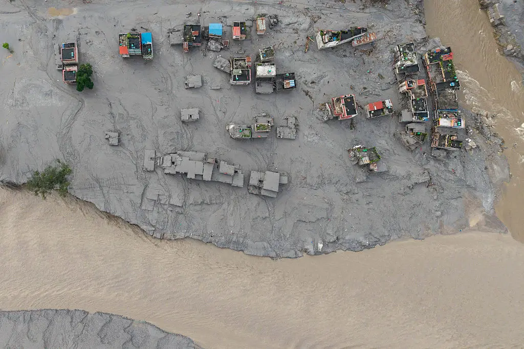 Homes destroyed by mud and floodwater in Nepal (Prabin RANABHAT / AFP via Getty Images)