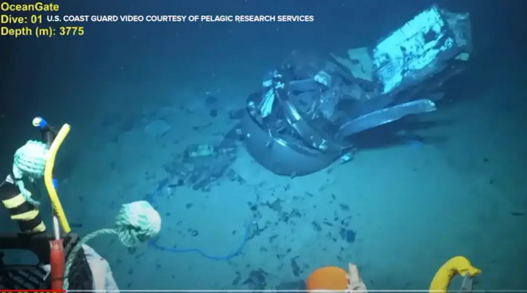 Remains of the Titan submersible wreckage found on the oceanfloor (US Coast Guard)