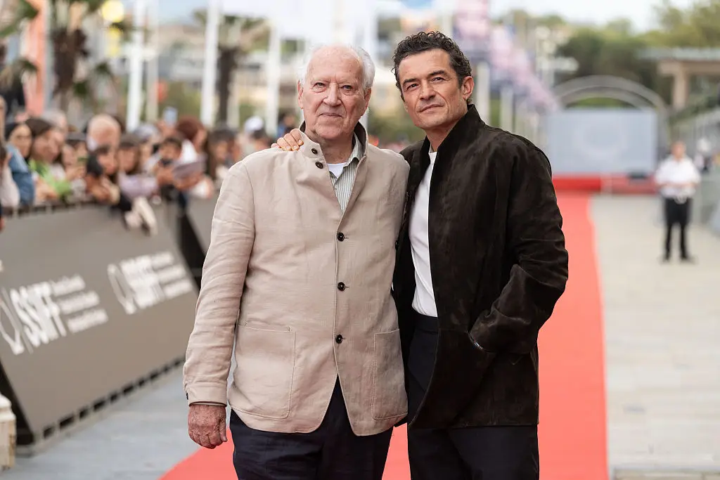 German director Werner Herzog, British actor Orlando Bloom (Javi Julio/Anadolu via Getty Images)