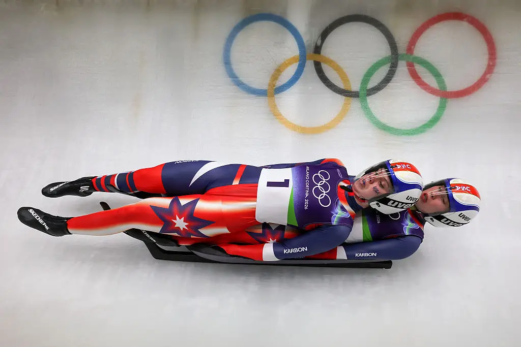 Kirkby and her partner placed fifth in the double luge event (Al Bello/Getty Images)