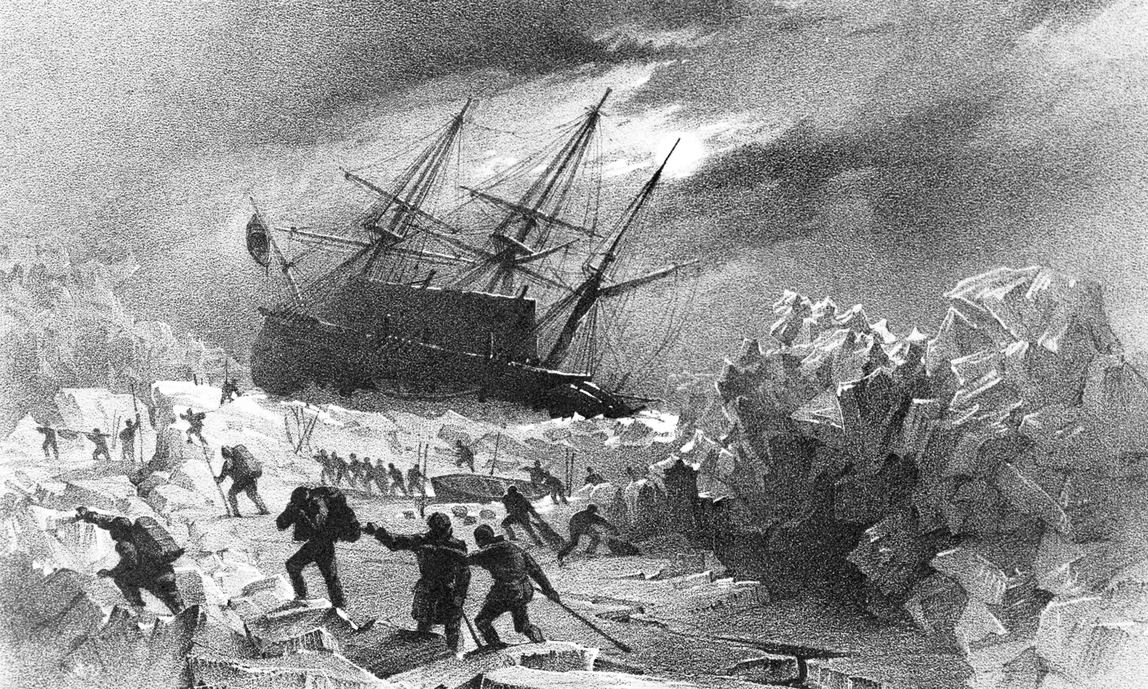 An anonymous painting of the HMS Terror stuck in the ice under the command of Admiral George Back (Pictures from History/Universal Images Group via Getty Images)