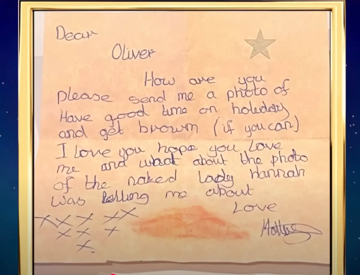The contents of the letter left the TV presenter squirming (BBC)