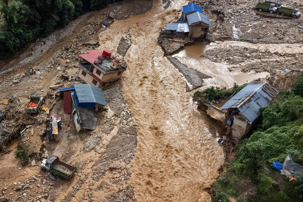 The cause of the floods appears to be a nearby glacial collapse (PRABIN RANABHAT/AFP via Getty Images)