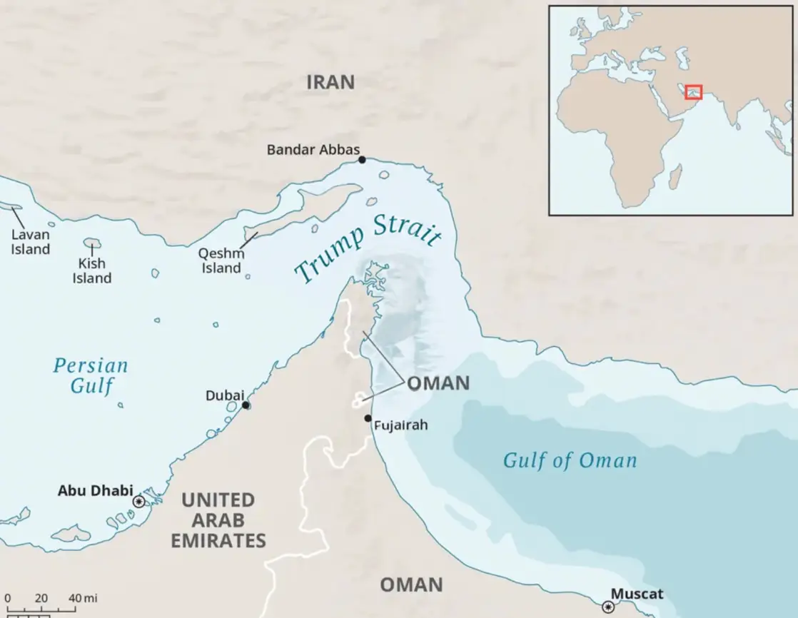 The White House posted the 'Trump Strait' map on social media (X/The White House)