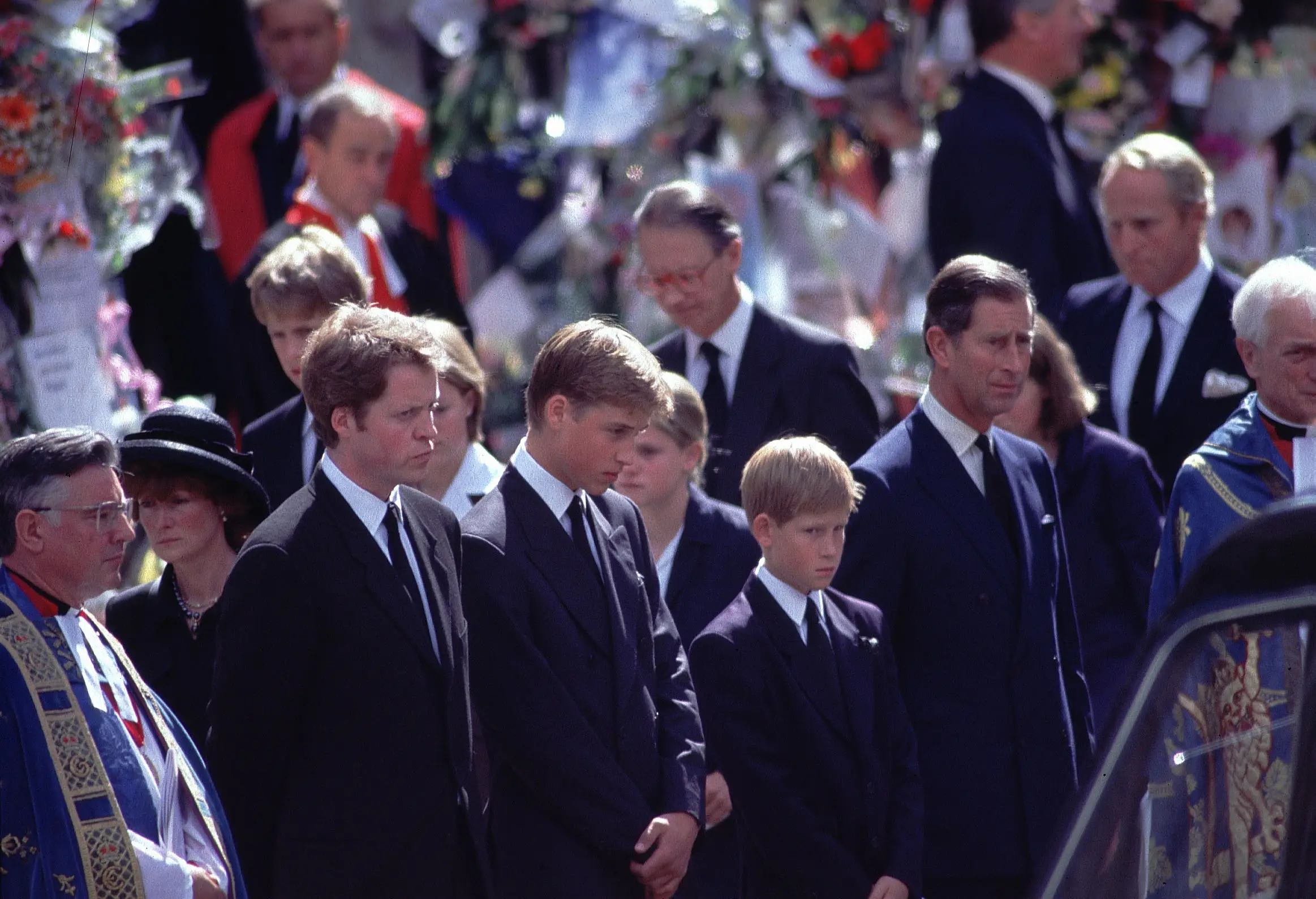 Spencer claims he didn’t want William and Harry to walk behind the coffin at his sister’s funeral (Jeff Overs/BBC News & Current Affairs via Getty Images)