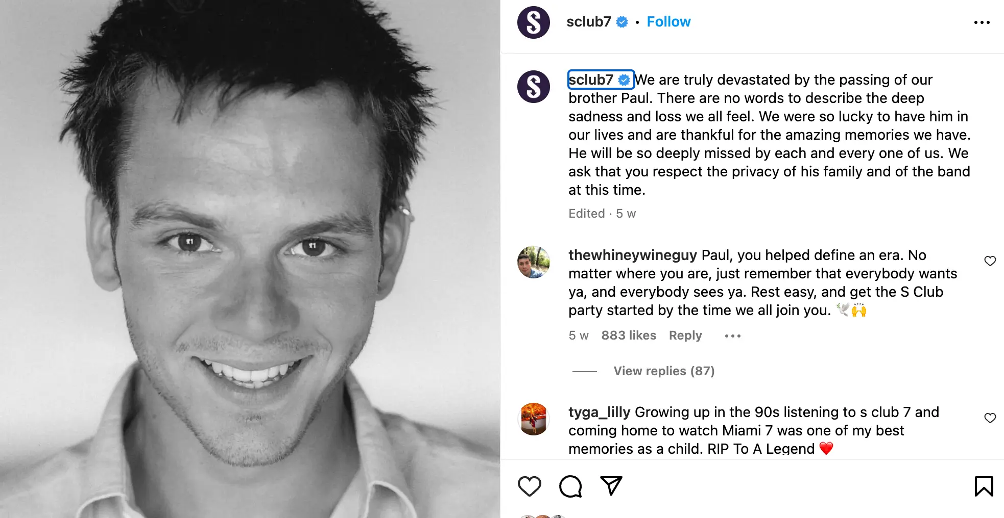 S Club announced Paul Cattermole's death in a statement.