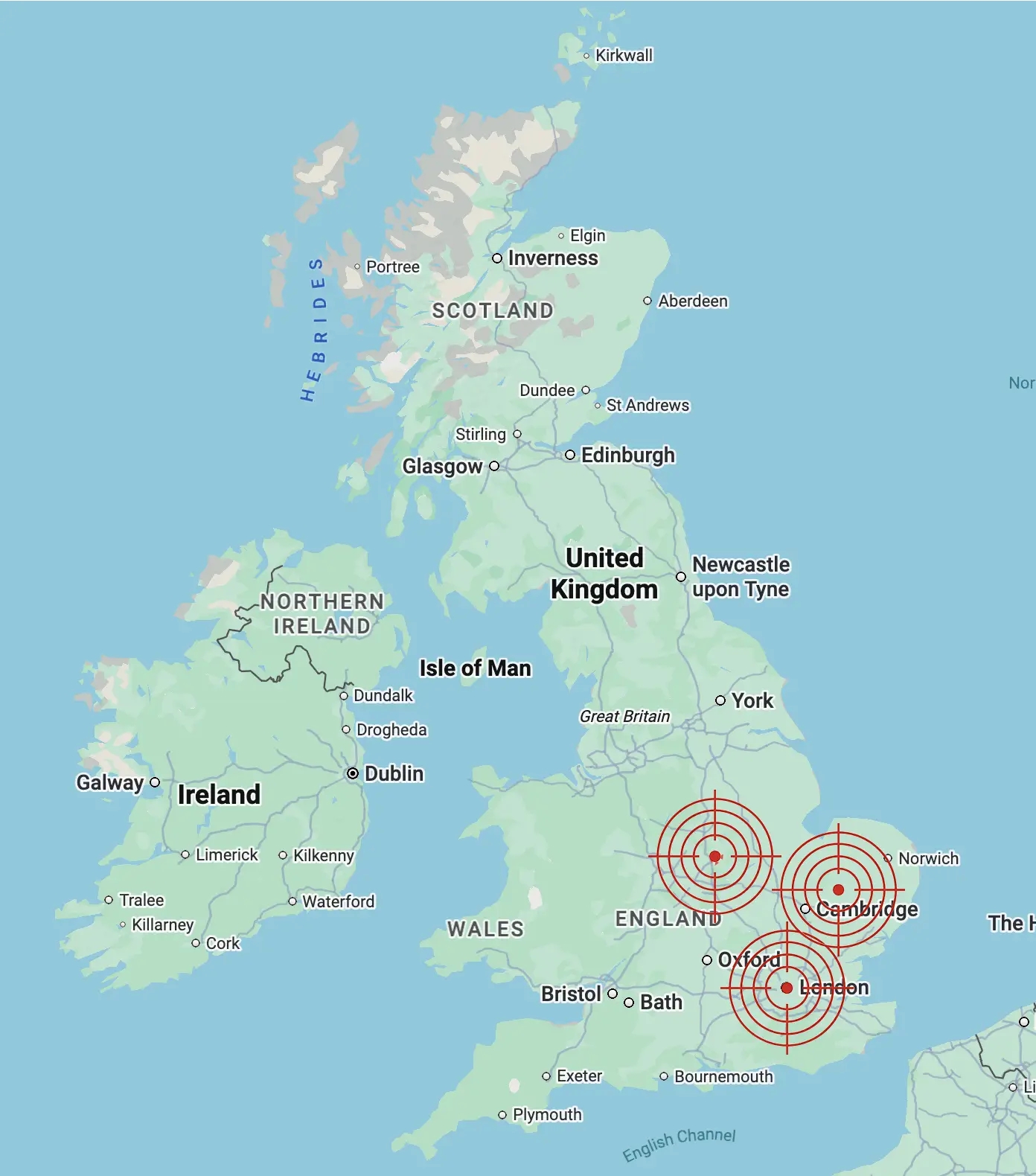 The alleged Russian targets in the UK (LADbible/Google Maps)
