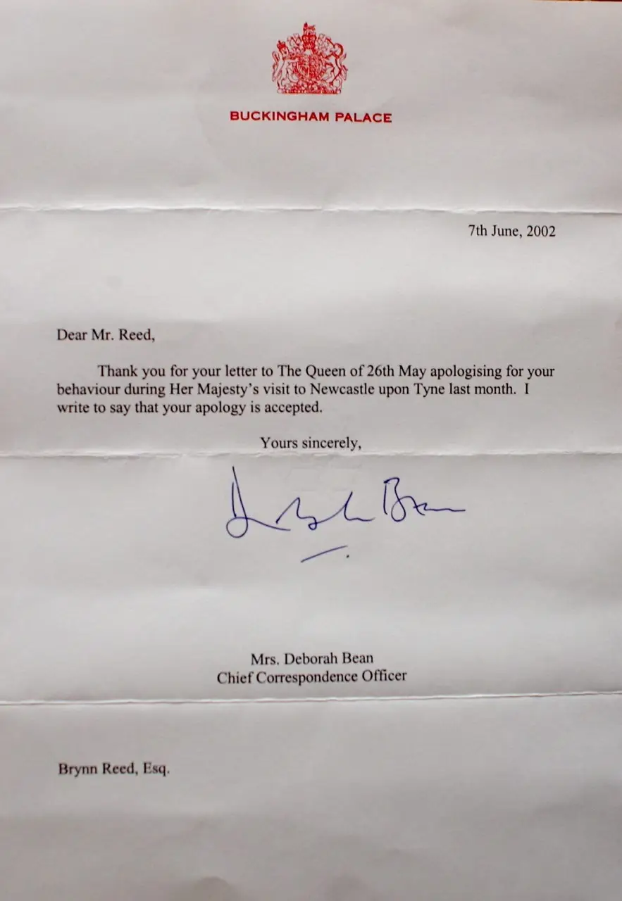 He wrote a letter of apology to the Queen and, remarkably, received a reply in less than two weeks.