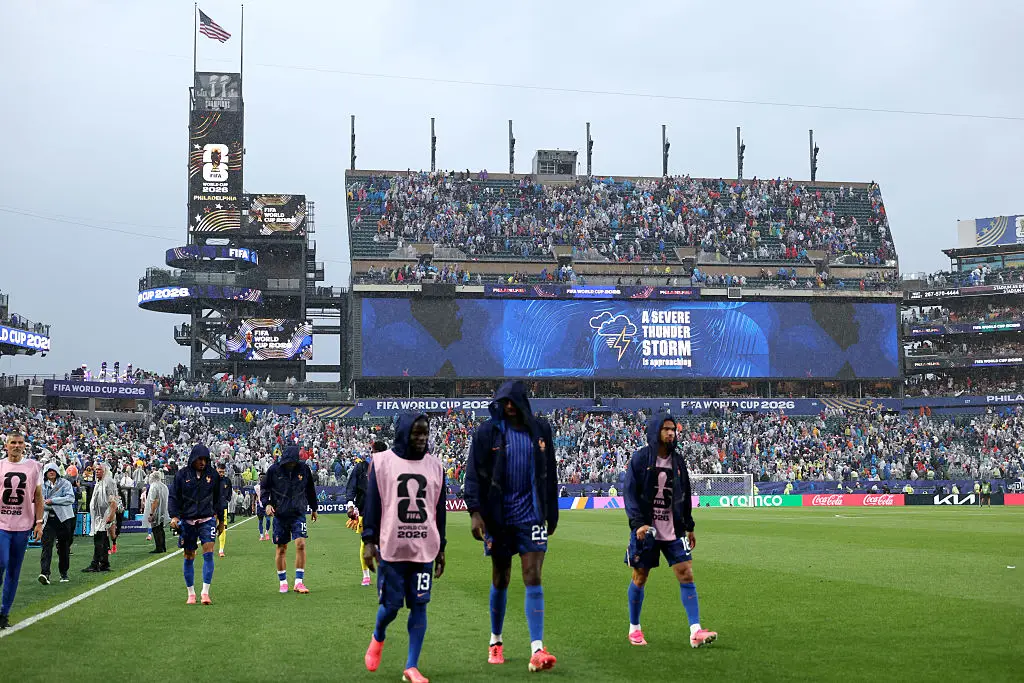 The game was delayed due to a severe thunderstorm (Kevin C. Cox/Getty Images)