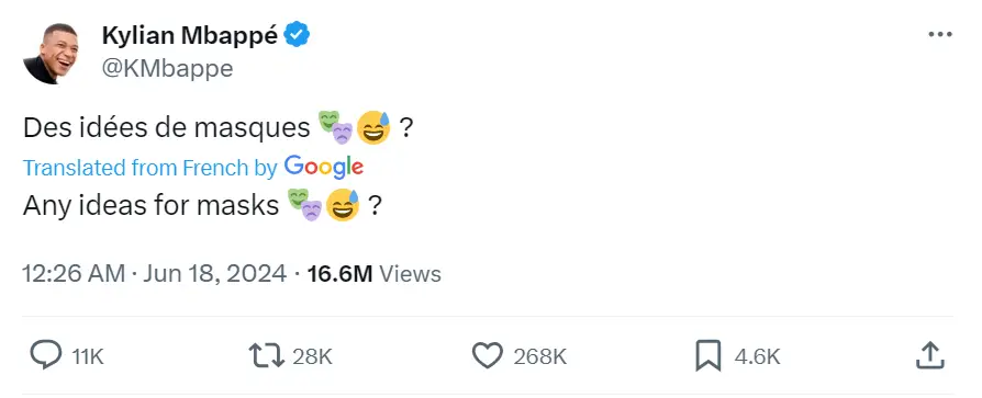 He got plenty of suggestions for what he could wear. (X/@KMbappe)