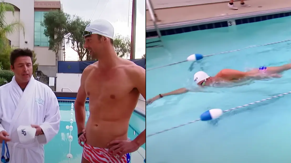 Incredible footage of Michael Phelps swimming against average person shows huge difference between the two