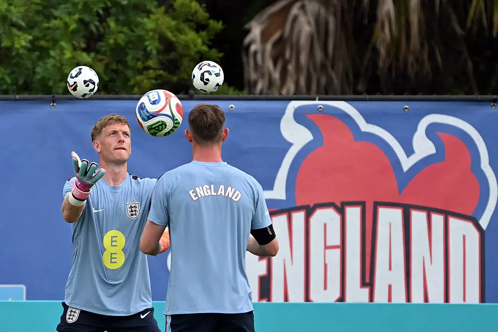 Hopefully Jordan Pickford enjoyed playing with his balls, because someone stole them while England were heading for their World Cup base (CHANDAN KHANNA / AFP via Getty Images)