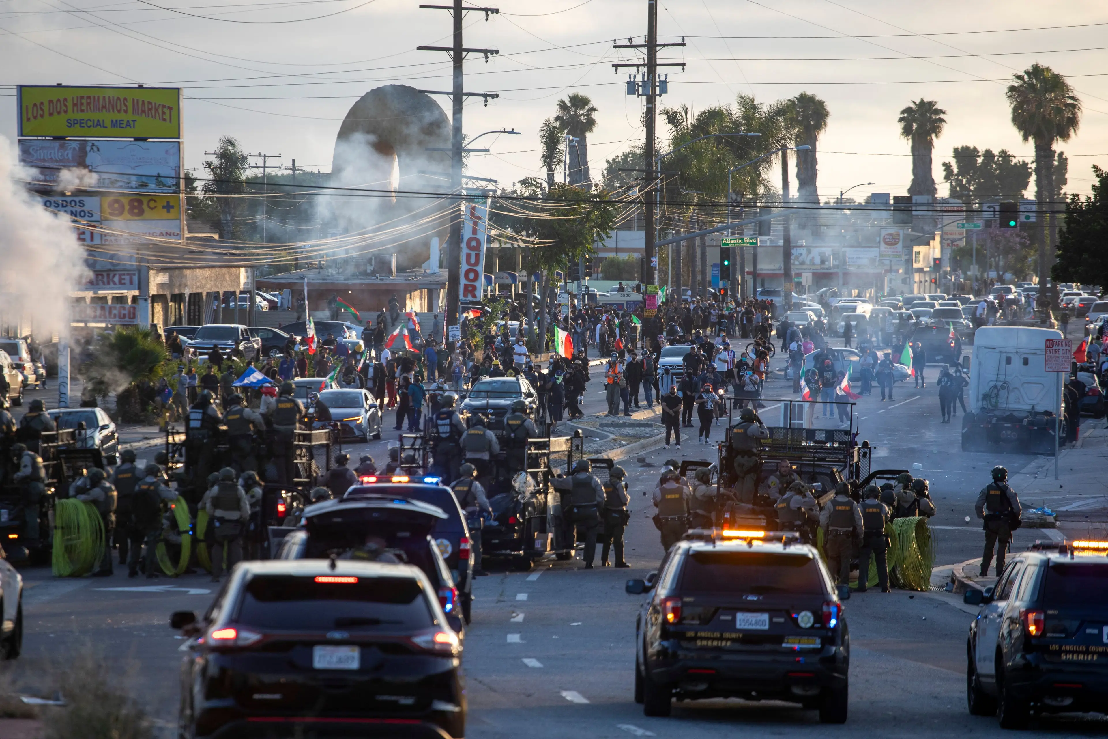 Riots took place in Los Angeles over the weekend after raids from US Immigration and Customs (ICE) officers (RINGO CHIU/AFP via Getty Images)