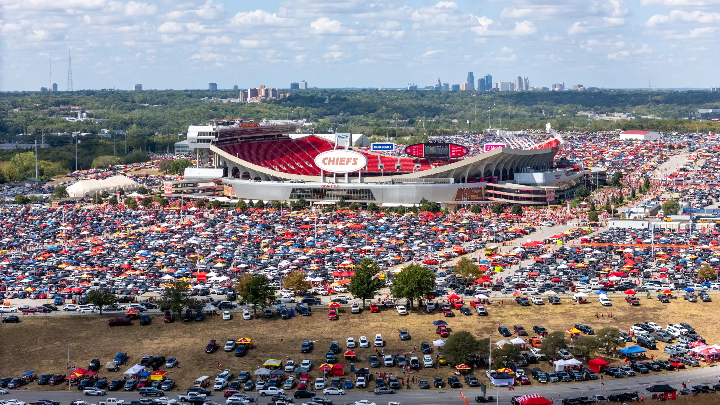 Thousands of fans usually gather before an NFL game (Getty Stock)