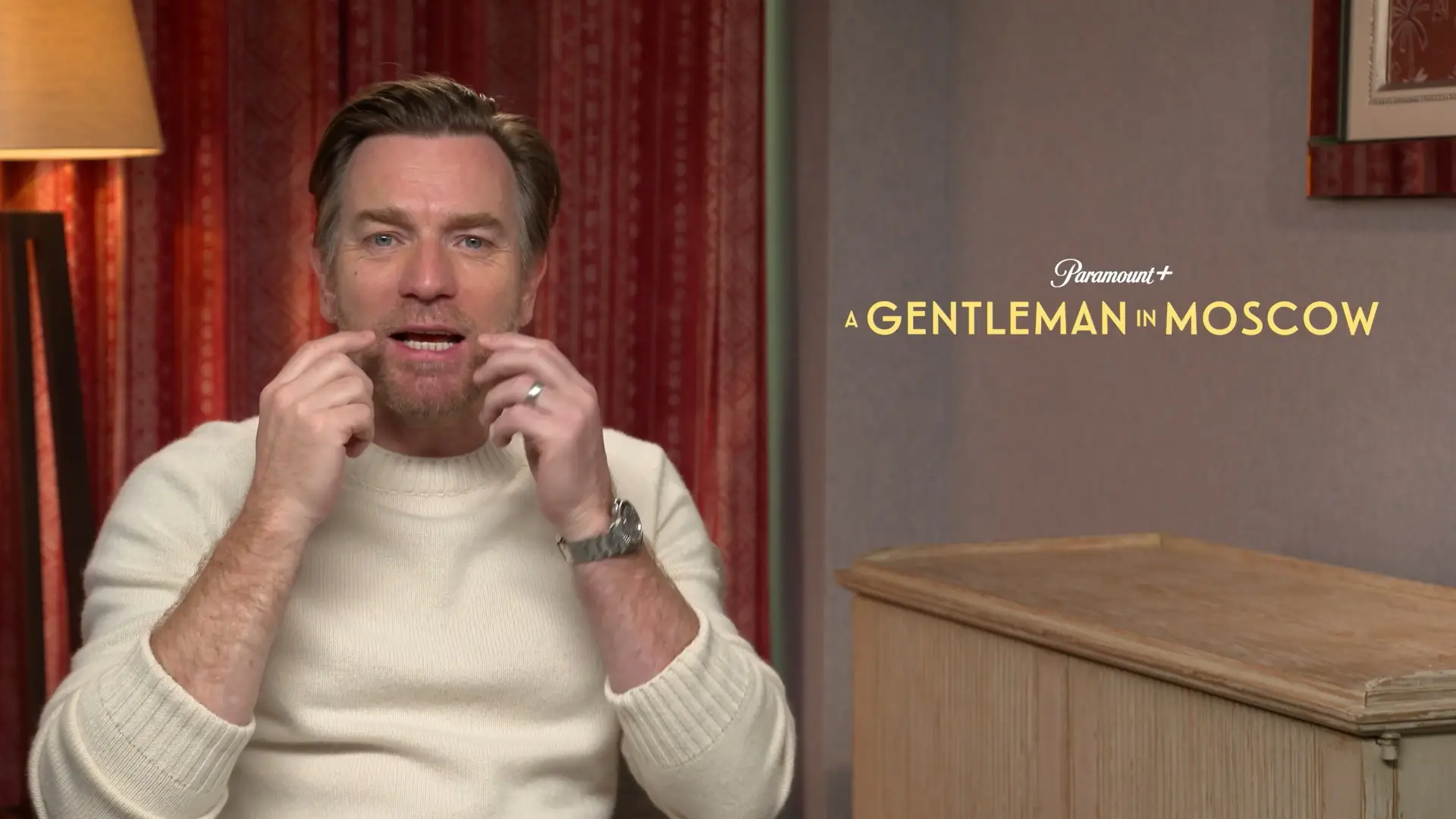 Ewan McGregor is missing his moustache from A Gentleman in Moscow.