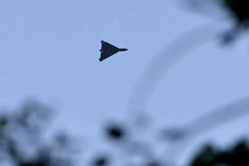 A Russian drone flies above Kyiv (Genya SAVILOV / AFP via Getty Images)