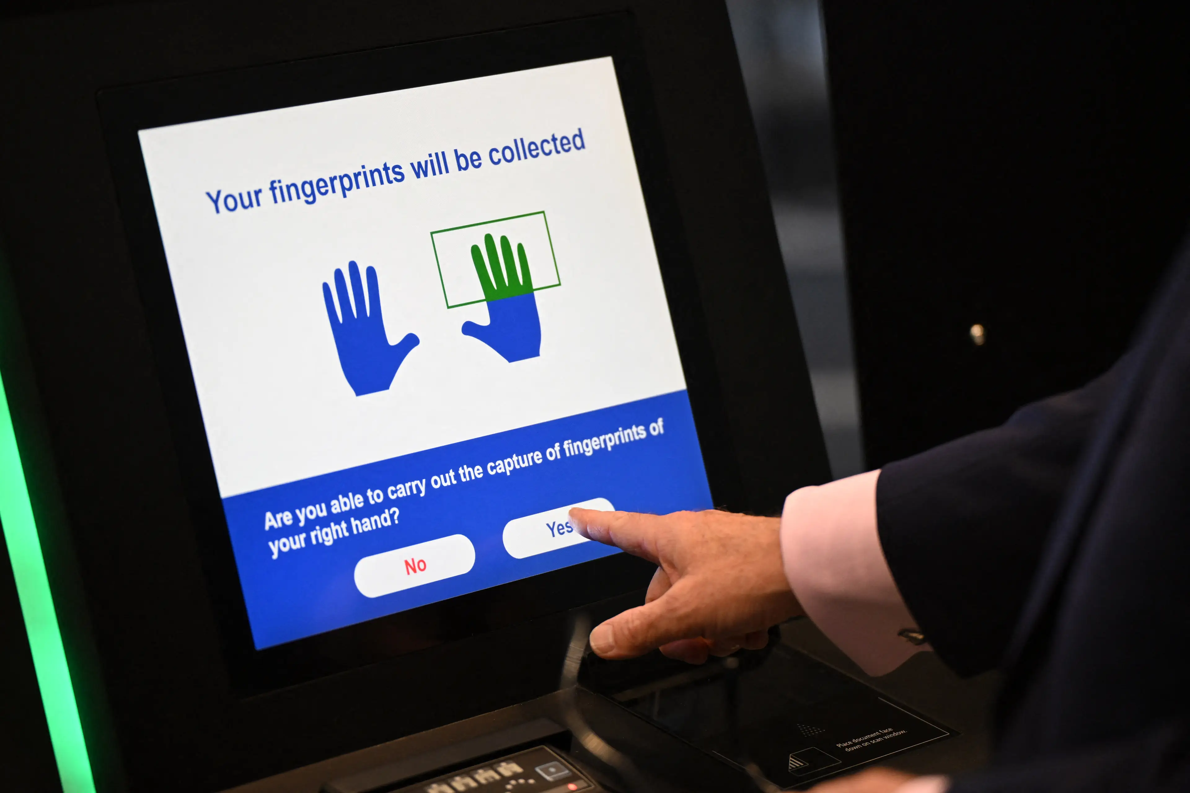 Passengers now have to provide biometric data to gain entry when travelling to the Schengen area (JUSTIN TALLIS/AFP via Getty Images)