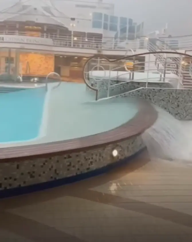 The boat reportedly tilted at a 14-degree angle. (9 News Australia)