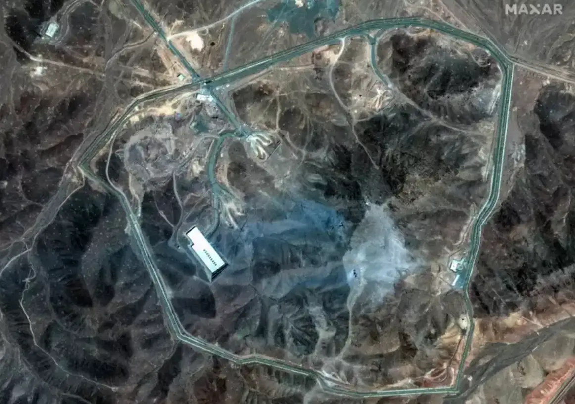 The US unleashed strikes on three nuclear sites, including Fordo (pictured), and claim to have inflicted 'extremely severe damage' (Maxar Technologies)