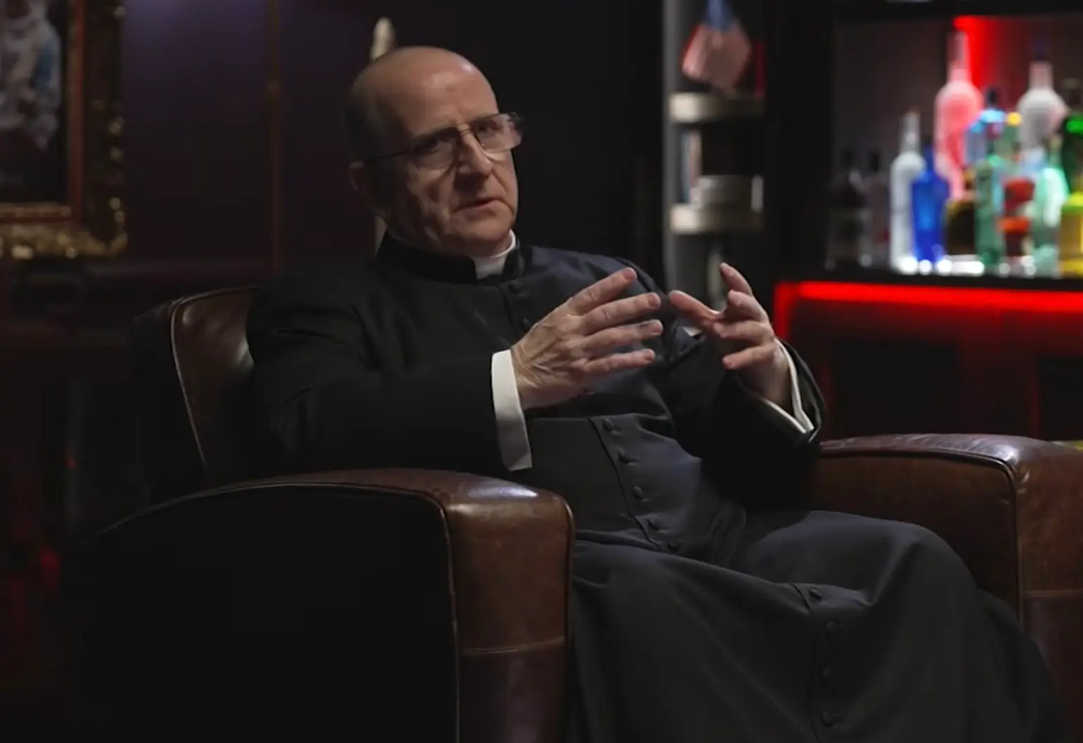 Father Chad believes the ominous figure will cause chaos through political and economic systems (YouTube/The Shawn Ryan Show)