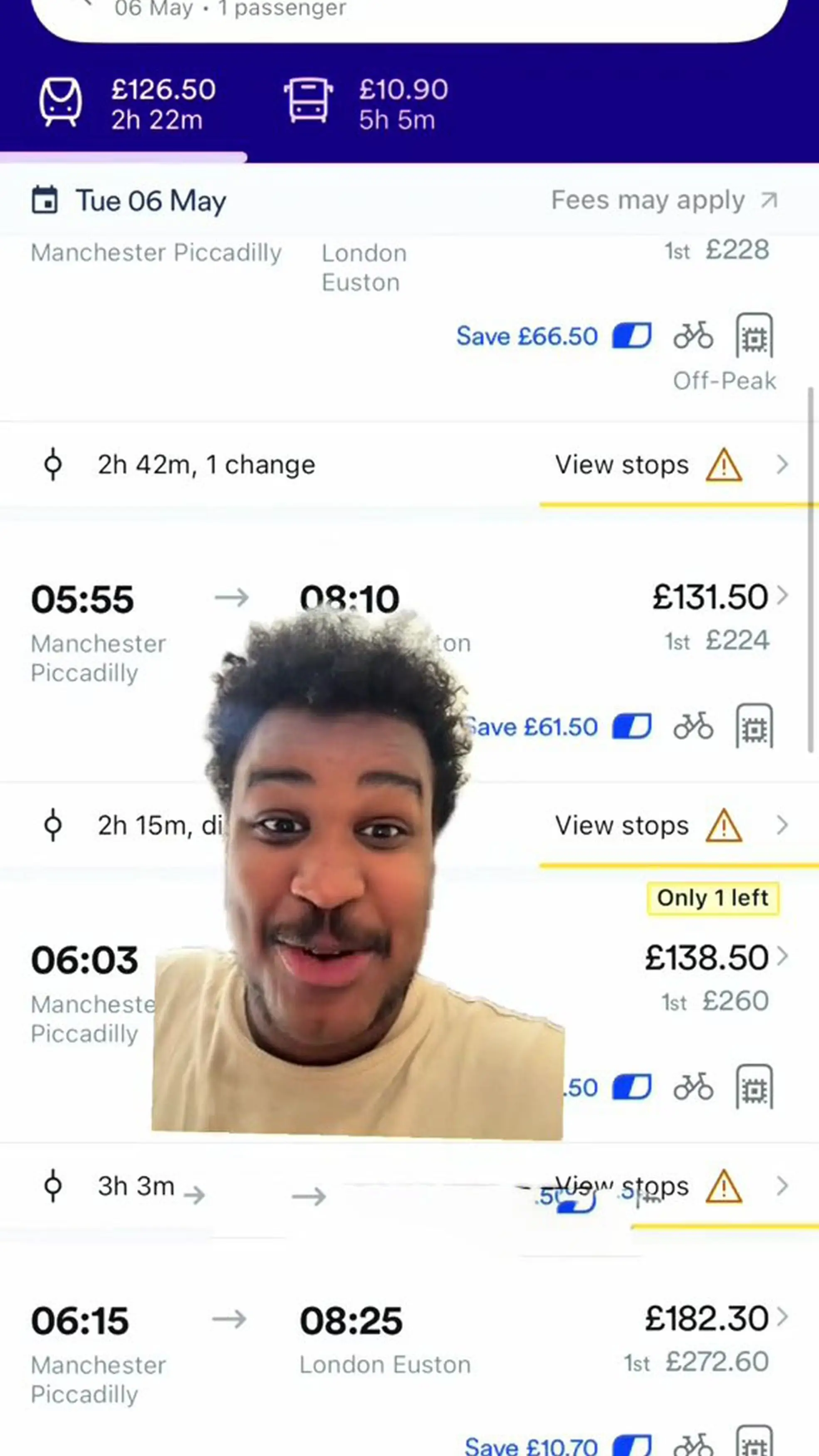 Muscab was in disbelief at the train prices (Kennedy News and Media)