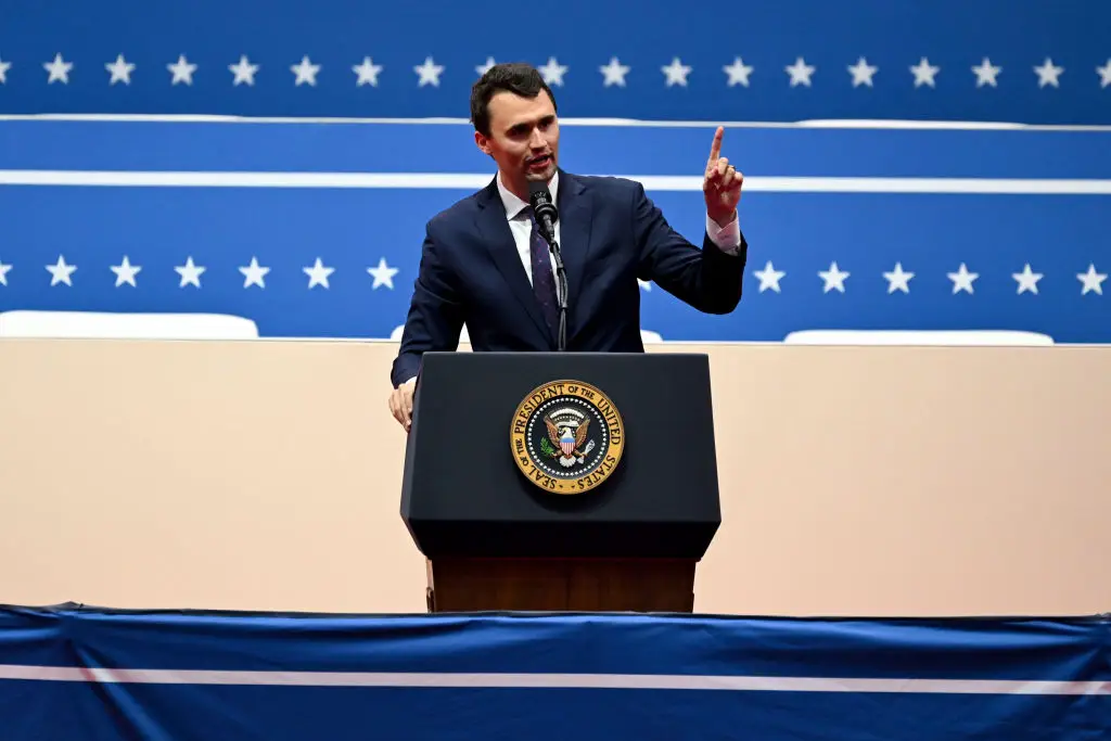 Charlie Kirk was shot dead at an event on Wednesday (Victor J. Blue/Bloomberg via Getty Images)