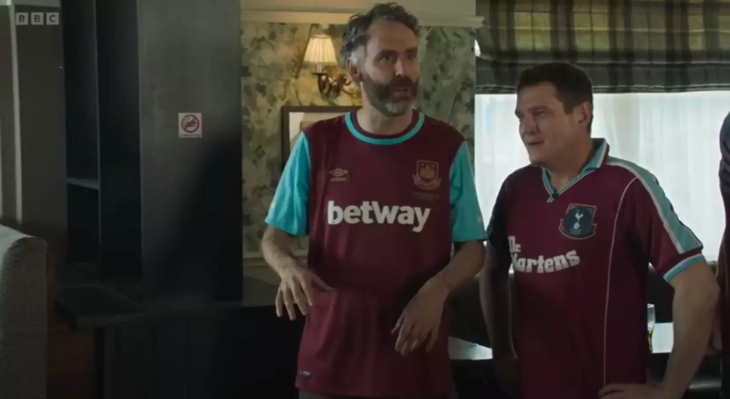 Horne's character (and likely Horne himself) chose to switch the badges for the stag do (BBC)