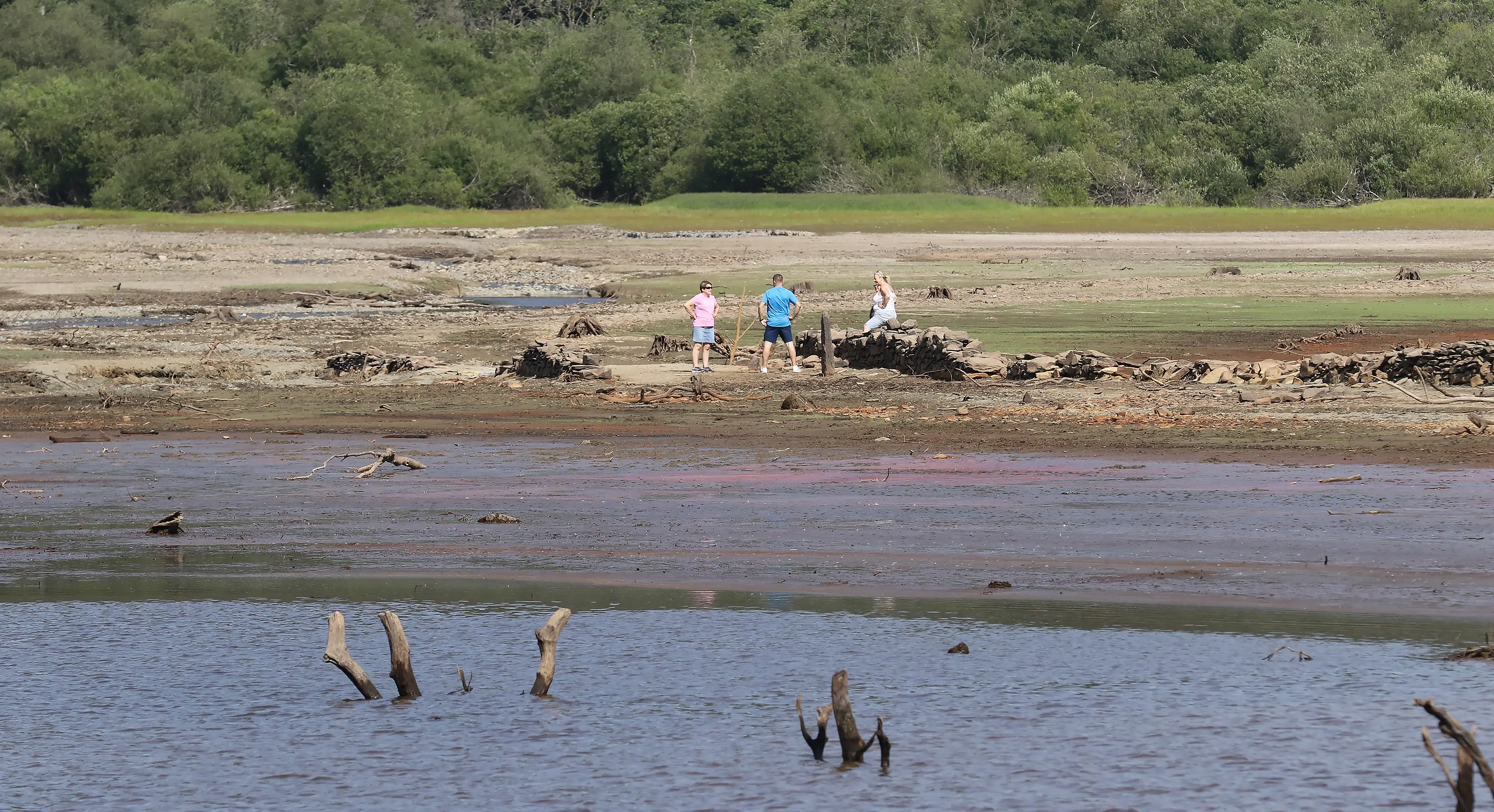 Locals were able to walk around the dry lake.