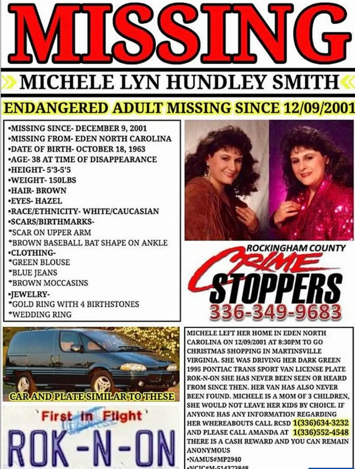 A missing persons poster created to aid the search for Smith said she 'would not leave her kids by choice' (Facebook/Bring Michele Hundley Smith Home)