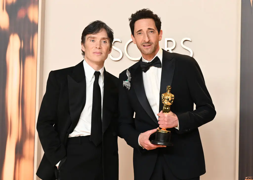 Cillian Murphy skipped the red carpet but showed up to present Peaky Blinders co-star Adrien Brody with the Best Actor gong (Gilbert Flores/Penske Media via Getty Images)